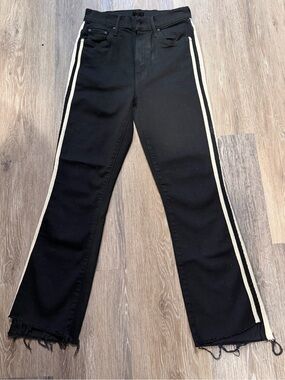 MOTHER Black frayed jeans with white stripes! Super cute!
